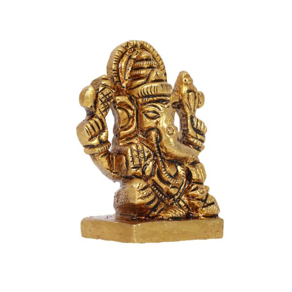 Ganesh Idol - 1.5 X 1 Inches | Antique Brass Statue/ Sitting Vinayagar Statue For Pooja
