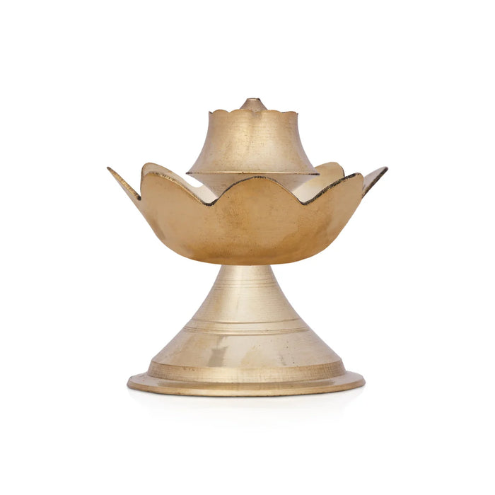 Agarbathi Stand - 2 x 2.5 Inches | Lotus Design Brass Incense Holder for Pooja/ 60 Gms Approx