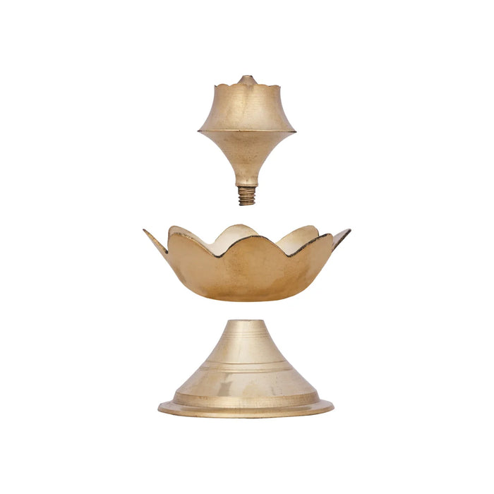 Agarbathi Stand - 2 x 2.5 Inches | Lotus Design Brass Incense Holder for Pooja/ 60 Gms Approx