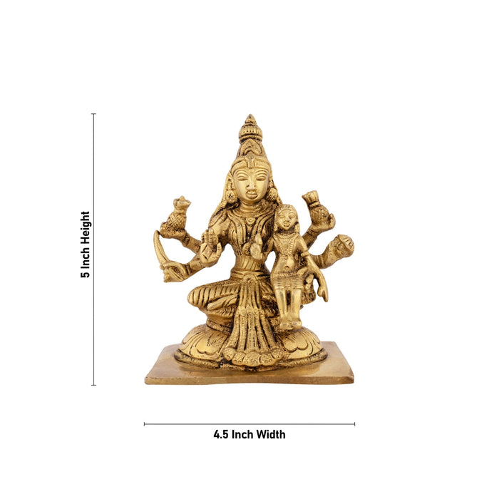Ashtalakshmi Idol With Base Set - 5 x 4.5 Inches | Sitting Ashtalaxmi Murti/ Antique Brass Idol for Pooja