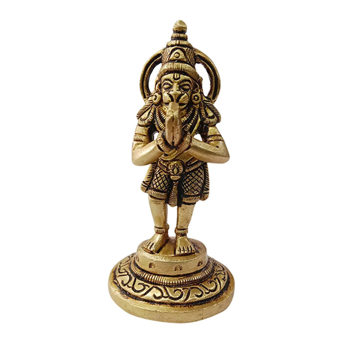 Hanuman - 3.5 Inches | Anjaneyar Standing Statue/ Antique Brass Statue for Home/ 150 Gms Approx