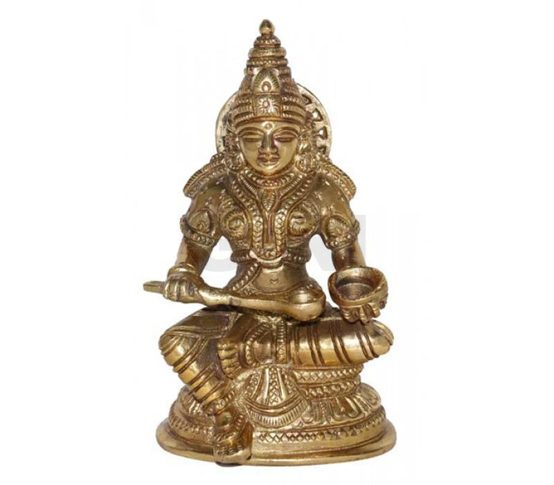 Annapoorani Idol - 5.5 Inches | Antique Brass Statue/ Anna Purana Devi Statue for Puja/ 1.200 Kgs Approx