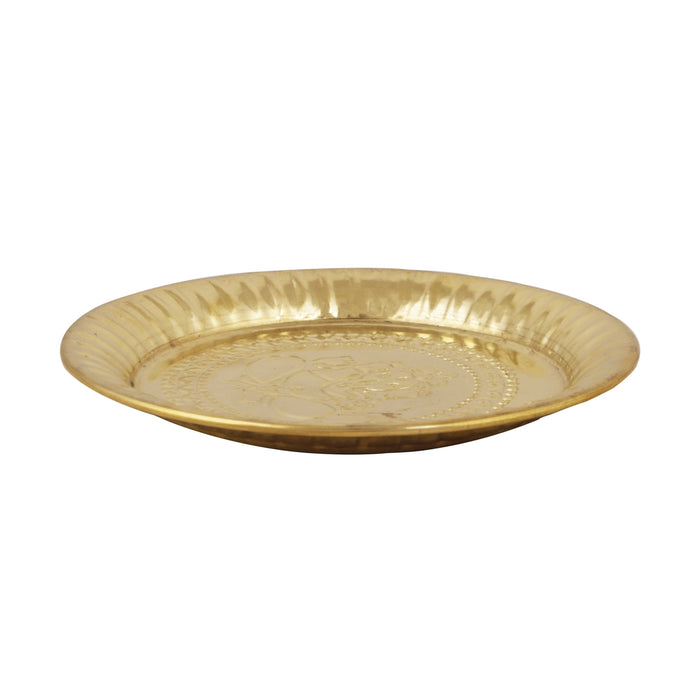 Brass Plate - 8 Inches | Nagas Beading Thali Plate/ Pooja Plate for Home/ 160 Gms Approx