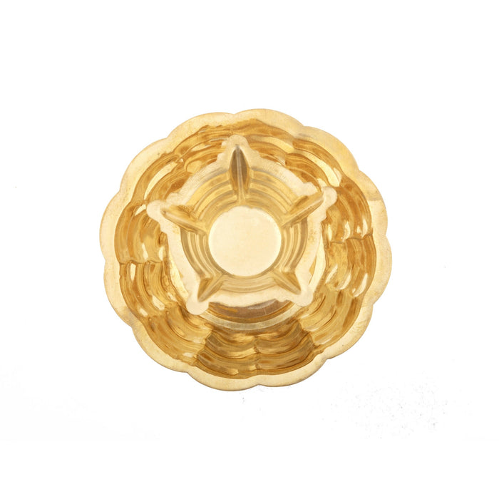 5 Face Brass Lamp With Plate - 1.5 x 3 Inches | Brass Pooja Diya/ Brass Deepam/ Brass Vilakku for Home