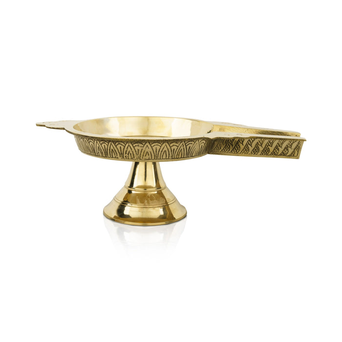Abhisheka Patra With Base - 4 x 12 x 7 Inches | Abhishek Patra/ Bronze Abhisheka Plate for Pooja
