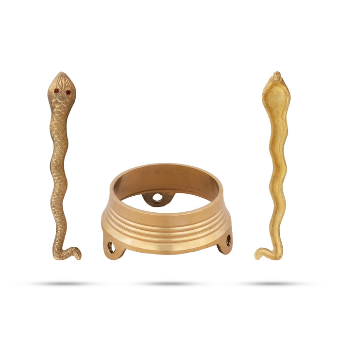 Jaladhari Stand - 6 x 5.5 Inches | Nag Shape Shivling Jaladhari Stand/ Brass Jaladhari/ Tripai Stand for Pooja