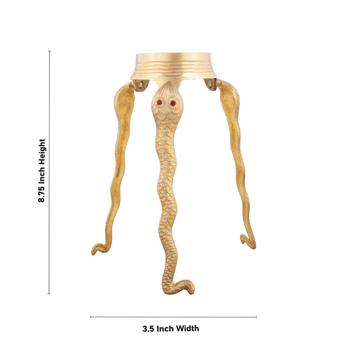 Jaladhari Stand - 6 x 5.5 Inches | Nag Shape Shivling Jaladhari Stand/ Brass Jaladhari/ Tripai Stand for Pooja