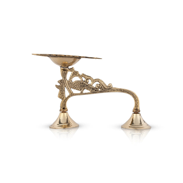 Brass Aarti With Handle - 4 x 6.5 Inches | Camphor Burner/ Kapoor Dhani/ Karpura Aarti for Pooja