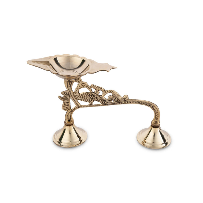 Brass Aarti With Handle - 4 x 6.5 Inches | Camphor Burner/ Kapoor Dhani/ Karpura Aarti for Pooja