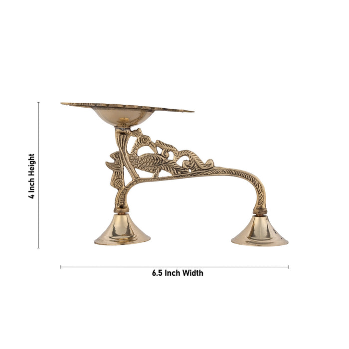 Brass Aarti With Handle - 4 x 6.5 Inches | Camphor Burner/ Kapoor Dhani/ Karpura Aarti for Pooja