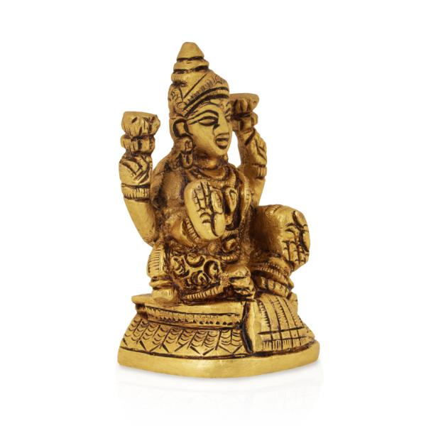 Lakshmi Statue Sitting On Base - 3 x 2 Inches | Laxmi Statue/ Antique Brass Idol/ Laxmi Idol for Pooja