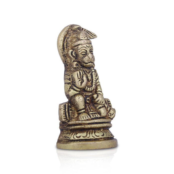 Anjaneya Statue - 2 X 1.5 Inches | Hanuman Statue/ Antique Brass Idol For Pooja