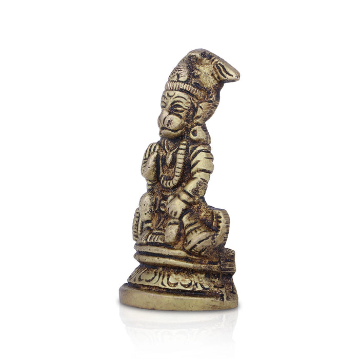 Anjaneya Statue - 2 X 1.5 Inches | Hanuman Statue/ Antique Brass Idol For Pooja