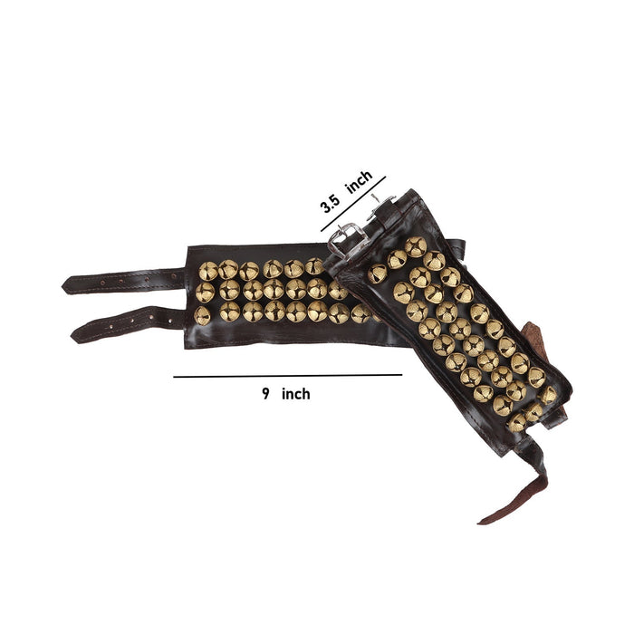 Bharatanatyam Ghungroo - 3.5 x 9 Inches | 3 Line Salangai/ Brass Ghunghroo/ Leather Ghungru for Dance