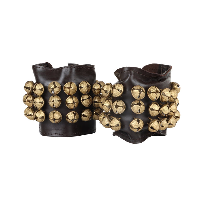 Bharatanatyam Ghungroo - 3.5 x 9 Inches | 3 Line Salangai/ Brass Ghunghroo/ Leather Ghungru for Dance