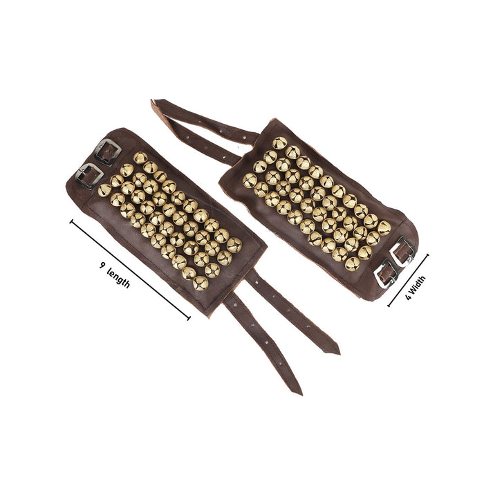 Bharatanatyam Ghungroo - 4 x 9 Inches | 4 Line Salangai/ Brass Ghunghroo/ Leather Ghungru for Dance