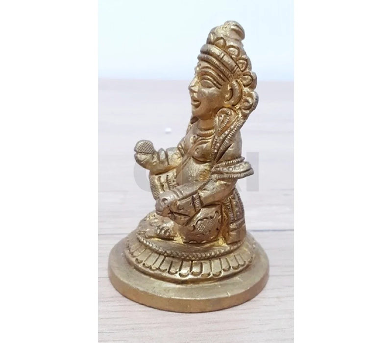 Kuber Murti - 3 Inches | Antique Brass Statue/ Kubera God Statue/ 300 Gms Approx