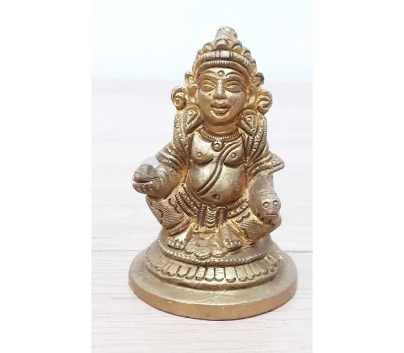 Kuber Murti - 3 Inches | Antique Brass Statue/ Kubera God Statue/ 300 Gms Approx