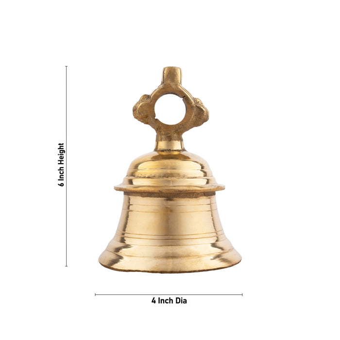 Temple Bell - 6 x 4 Inches | Brass Hanging Bell/ Pooja Bell/ Brass Bell for Puja