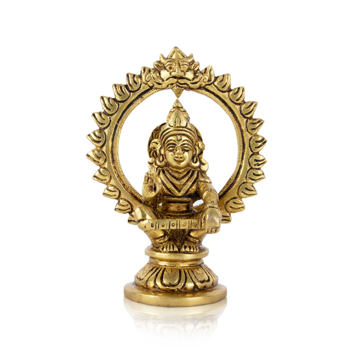 Ayyappan Statue With Arch - 5.5 X 4 Inches | Ayyappa Idol/ Antique Brass Idol For Pooja