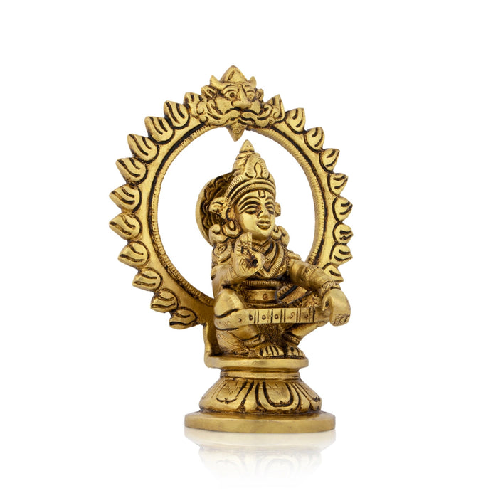 Ayyappan Statue With Arch - 5.5 X 4 Inches | Ayyappa Idol/ Antique Brass Idol For Pooja
