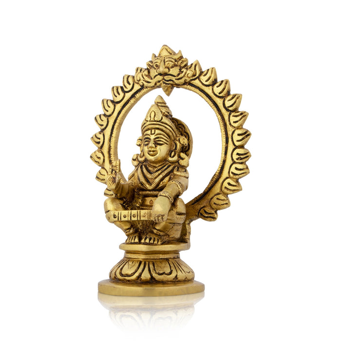 Ayyappan Statue With Arch - 5.5 X 4 Inches | Ayyappa Idol/ Antique Brass Idol For Pooja