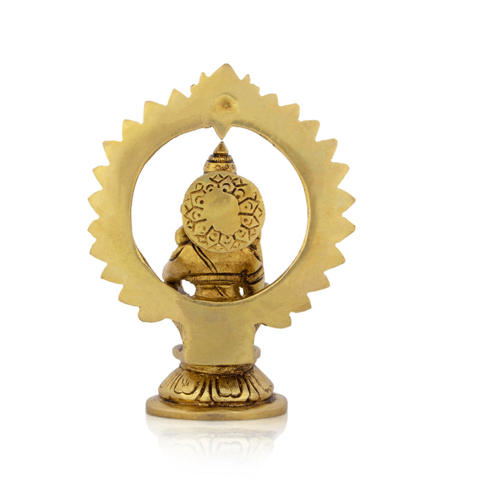Ayyappan Statue With Arch - 5.5 X 4 Inches | Ayyappa Idol/ Antique Brass Idol For Pooja