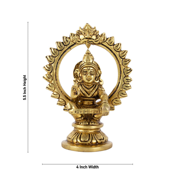 Ayyappan Statue With Arch - 5.5 X 4 Inches | Ayyappa Idol/ Antique Brass Idol For Pooja