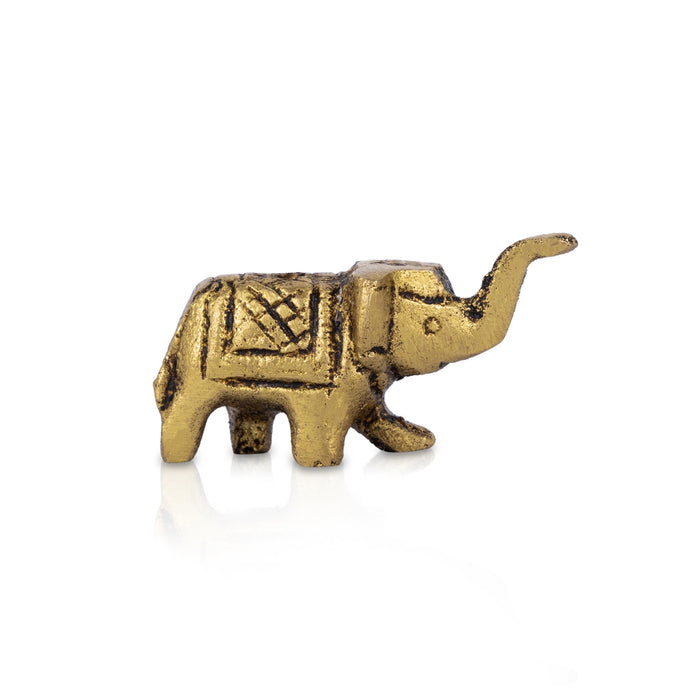 Elephant Statue - 1 x 1.5 Inches | Elephant Idol/ Antique Brass Idol for Home Decor