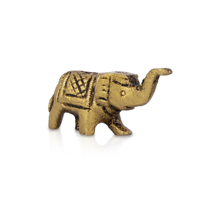 Elephant Statue - 1 x 1.5 Inches | Elephant Idol/ Antique Brass Idol for Home Decor