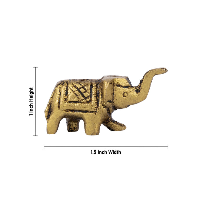 Elephant Statue - 1 x 1.5 Inches | Elephant Idol/ Antique Brass Idol for Home Decor