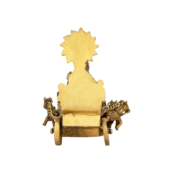 Surya Murti With Radham - 6 x 7 Inches | Sun God/ Antique Brass Idol for Pooja