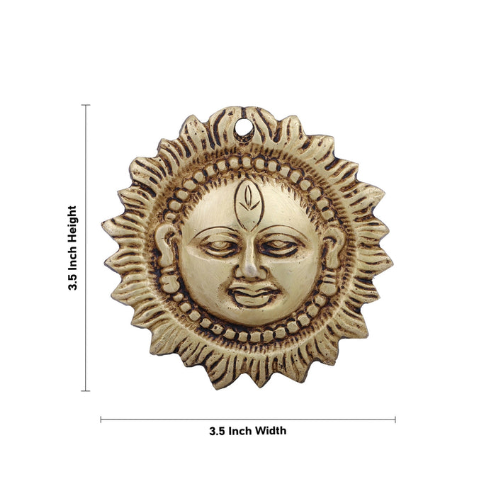 Sun Face Wall Hanging - 3.5 x 3.5 Inches | Brass Sun Wall Decor/ Surya Face Wall Hanger for Home Decor