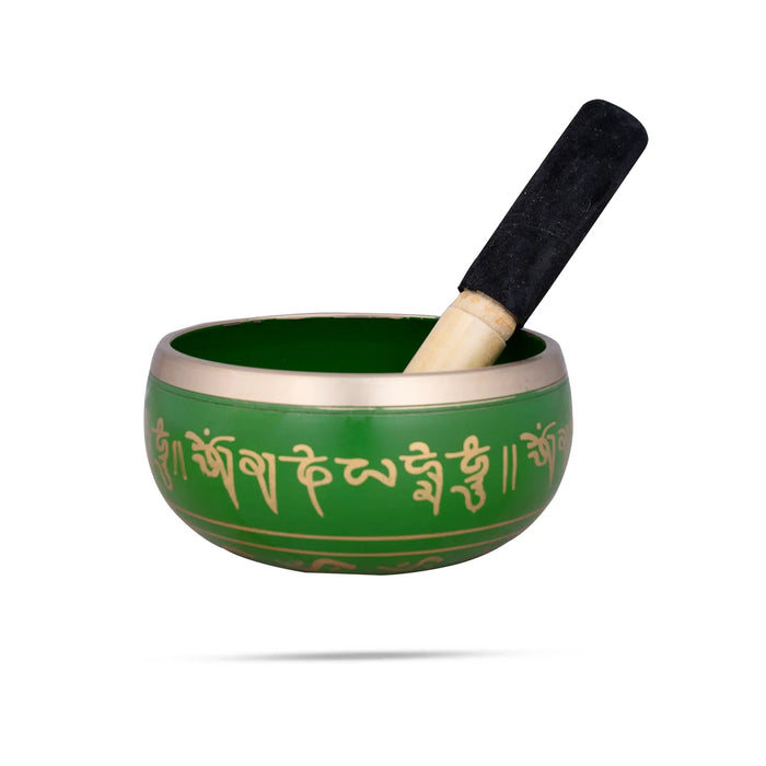 Kasa Om Bowl Enamel with Stick - 3 x 5.5 Inches | Singing Bowl/ Bronze Bowl/ 1.020 Kgs Approx