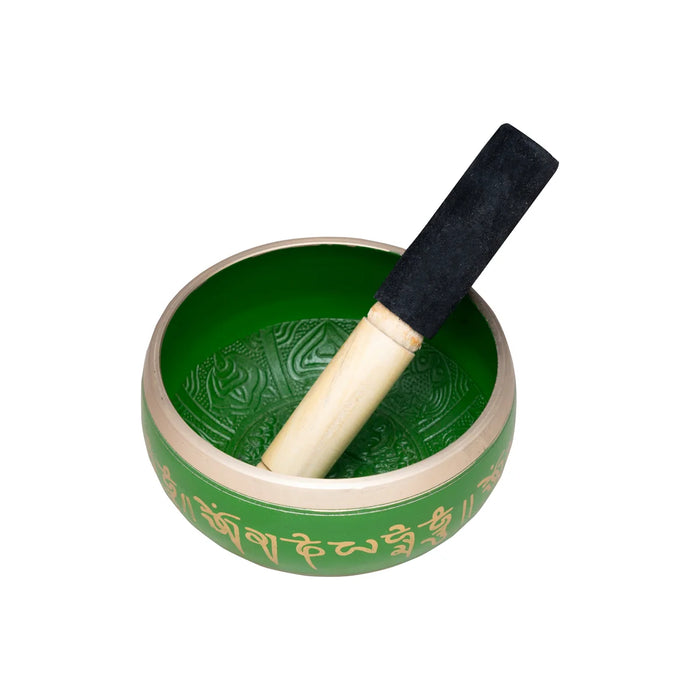Kasa Om Bowl Enamel with Stick - 3 x 5.5 Inches | Singing Bowl/ Bronze Bowl/ 1.020 Kgs Approx