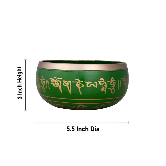 Kasa Om Bowl Enamel with Stick - 3 x 5.5 Inches | Singing Bowl/ Bronze Bowl/ 1.020 Kgs Approx