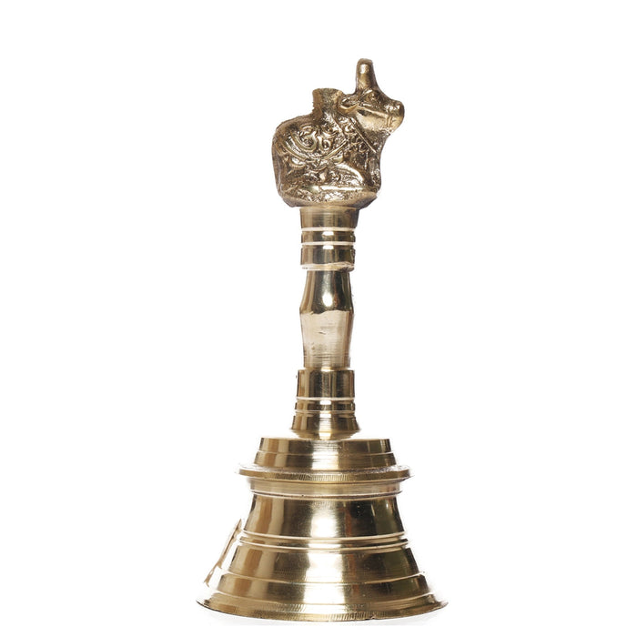 Hand Bell - 5.5 x 2.5 Inches | Nandi Handle Brass Bell/ Ghanti/ Pooja Bell for Home