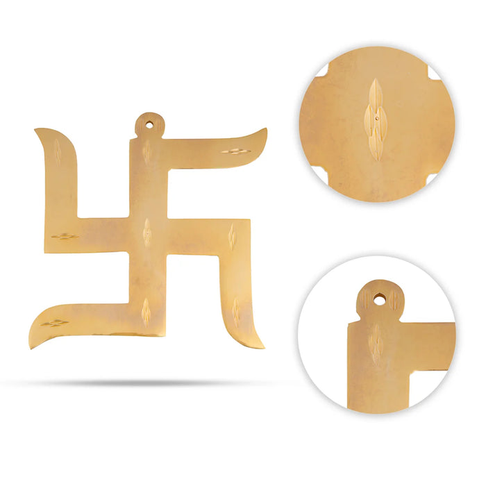 Swastik Wall Hanging - 5 x 4 Inches | Gold Polish Swastika Wall Hanger for Home/ 185 Gms Approx