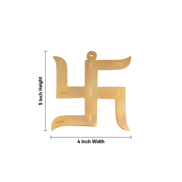 Swastik Wall Hanging - 5 x 4 Inches | Gold Polish Swastika Wall Hanger for Home/ 185 Gms Approx