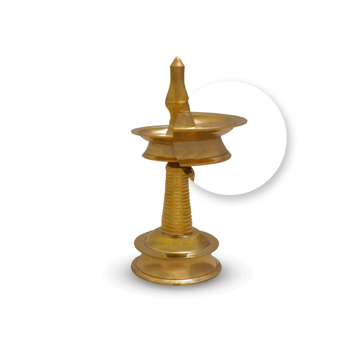 Kerala Vilakku - 7.5 x 3.5 Inches | Kerala Kuthu Vilakku/ Brass Lamp for Pooja/ 530 Gms Approx