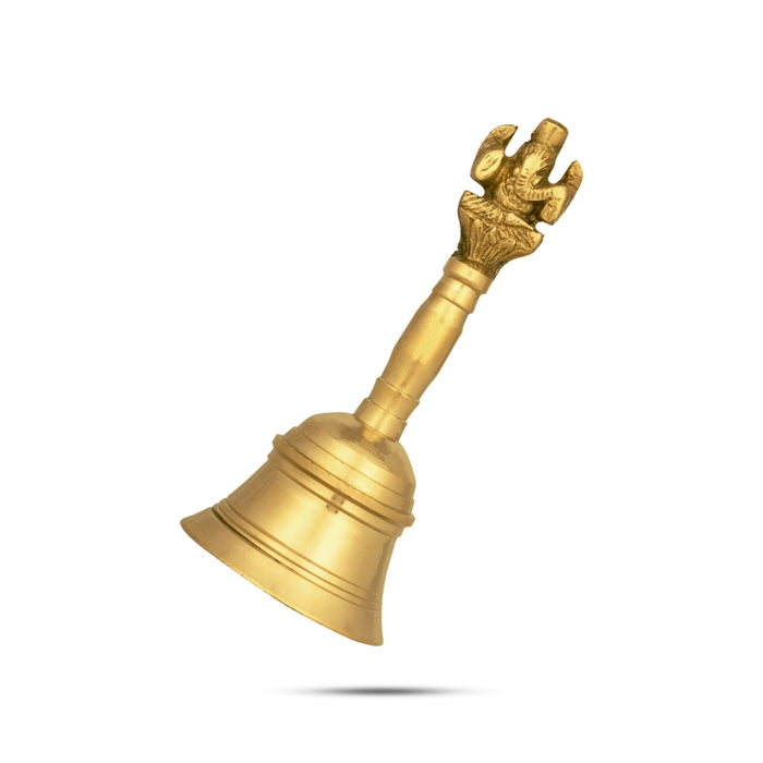 Hand Bell - 5.75 x 2.5 Inches | Brass Bell/ Ganesh Design Handle Ghanti for Pooja