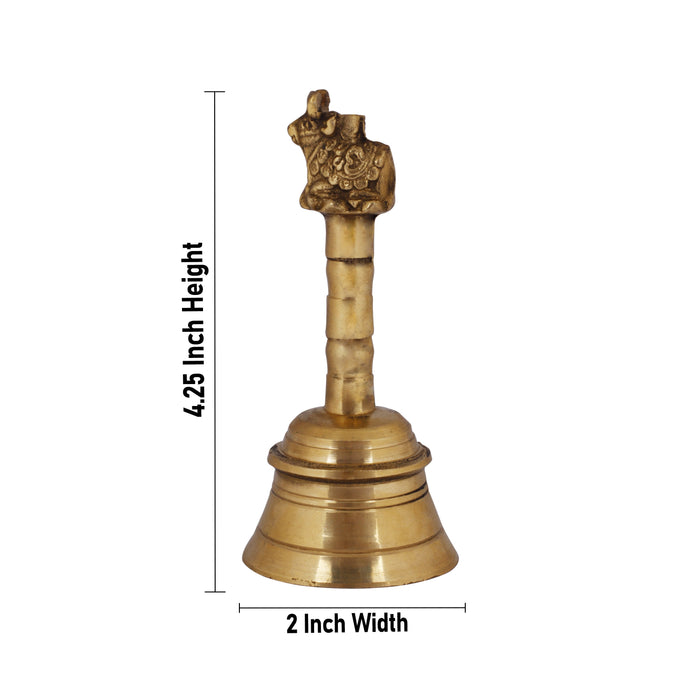 Hand Bell - 4.25 x 2 Inches | Nandi Handle Brass Bell/ Ghanti/ Pooja Bell for Home