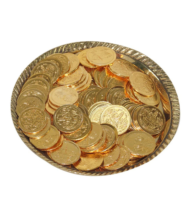 Lakshmi Coins - 1.25 Inches | Copper Coins/ Gold Polish Laxmi Coin Set for Worship