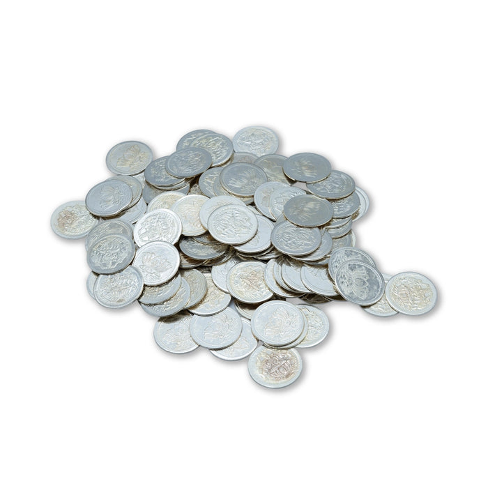 Lakshmi Coin With Box | 108 Pcs/ Silver Polish Laxmi Coin/ White Metal Pooja Coin for Worship