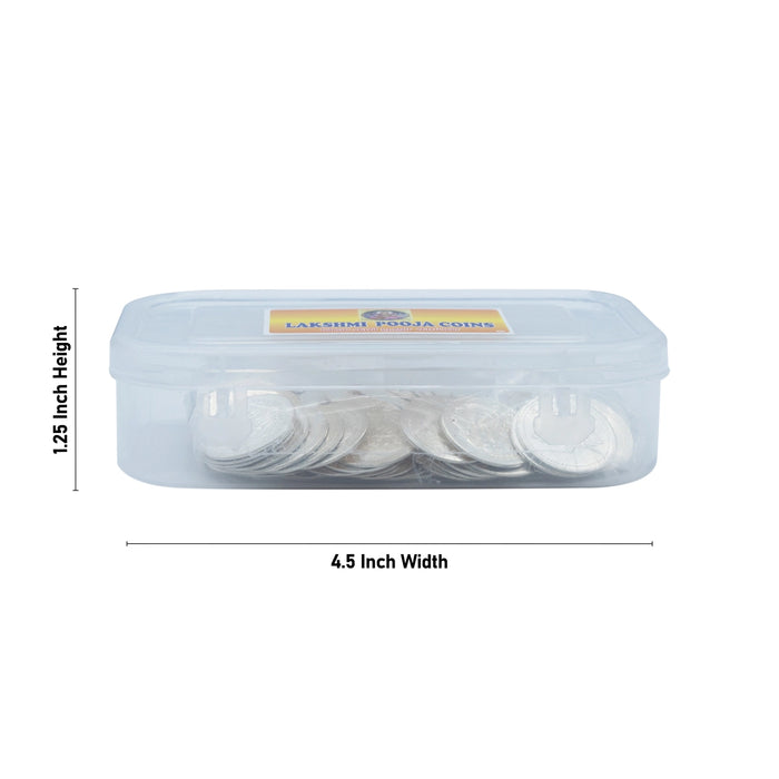 Lakshmi Coin With Box | 108 Pcs/ Silver Polish Laxmi Coin/ White Metal Pooja Coin for Worship