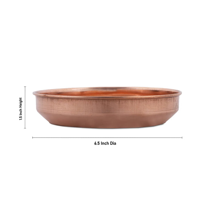 Copper Plate - 1.5 x 6.5 Inches | Hariwana Plate/ Pooja Plate/ Thali Plate for Home/ 140 Gms Approx