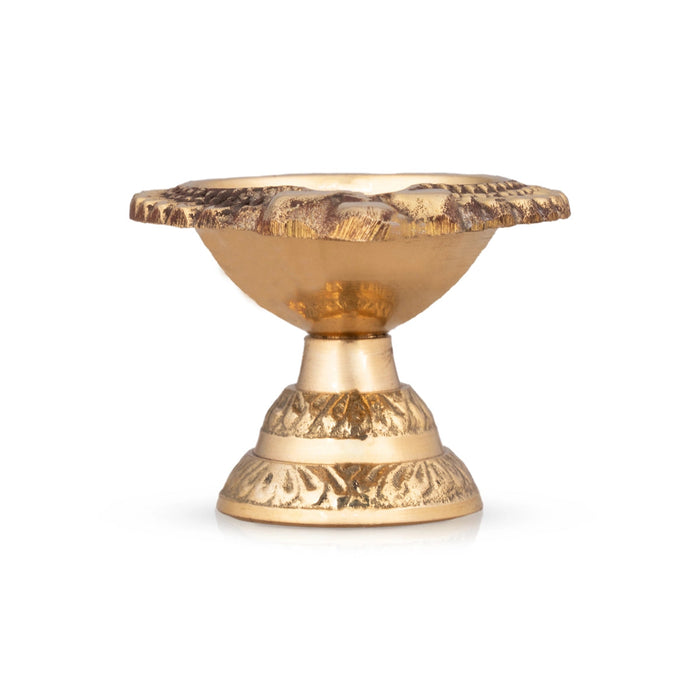Lakshmi Kubera Vilakku With Base - 1.5 x 1.75 Inches | Brass Lamp/ Laxmi Kubera Deepam for Pooja