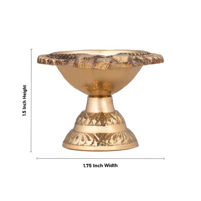 Lakshmi Kubera Vilakku With Base - 1.5 x 1.75 Inches | Brass Lamp/ Laxmi Kubera Deepam for Pooja