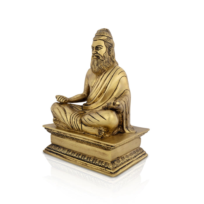 Thiruvalluvar Statue Sitting On Base - 8.5 x 6 Inches | Thiruvalluvar Silai/ Antique Brass Idol for Home