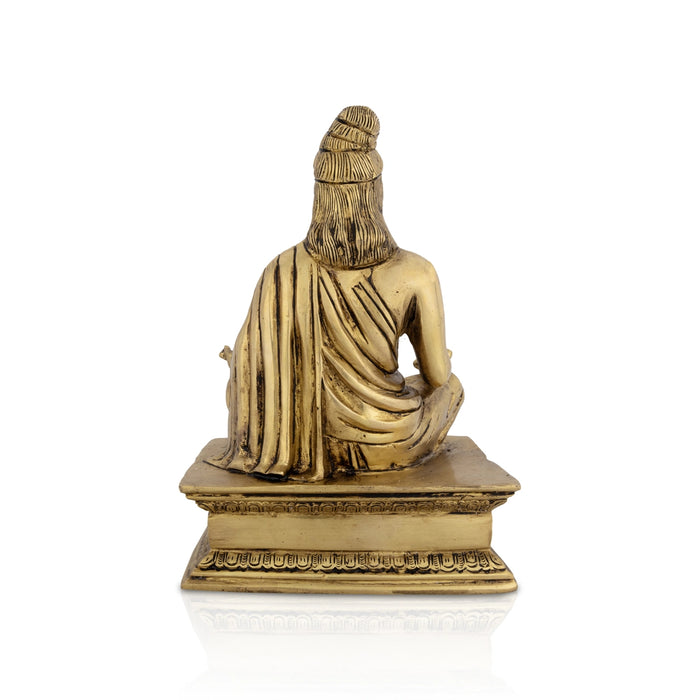 Thiruvalluvar Statue Sitting On Base - 8.5 x 6 Inches | Thiruvalluvar Silai/ Antique Brass Idol for Home